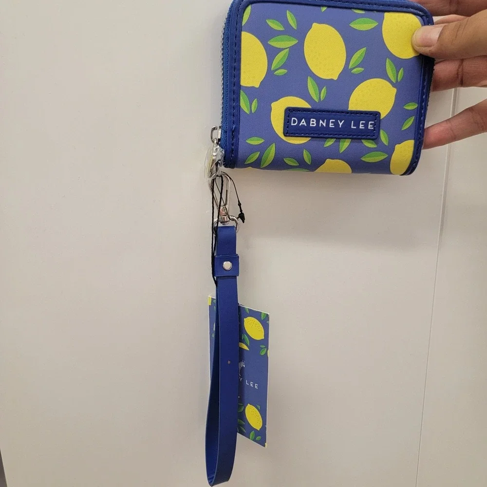 NEW! Dabney Lee Zip Around Wallet Lemon 🍋‎ Blue Striped Interior Wristlet